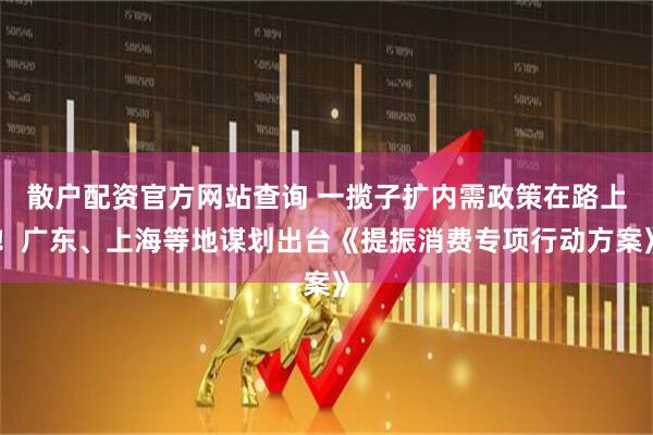 散戶配資官方網(wǎng)站查詢 一攬子擴(kuò)內(nèi)需政策在路上！廣東、上海等地謀劃出臺(tái)《提振消費(fèi)專項(xiàng)行動(dòng)方案》